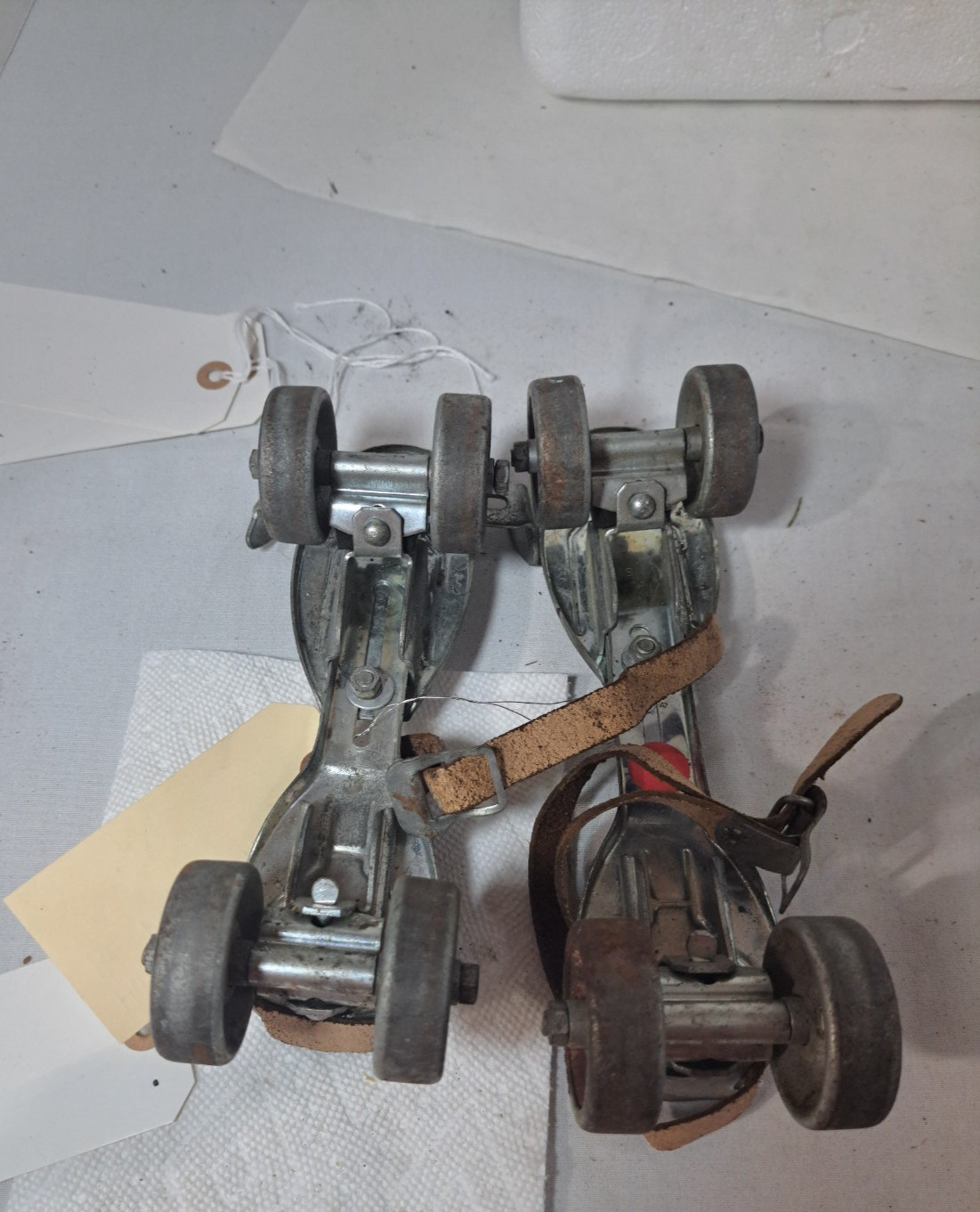 Vintage Hustler Corp Vintage Adjustable Metal Roller Skates with Leather Straps