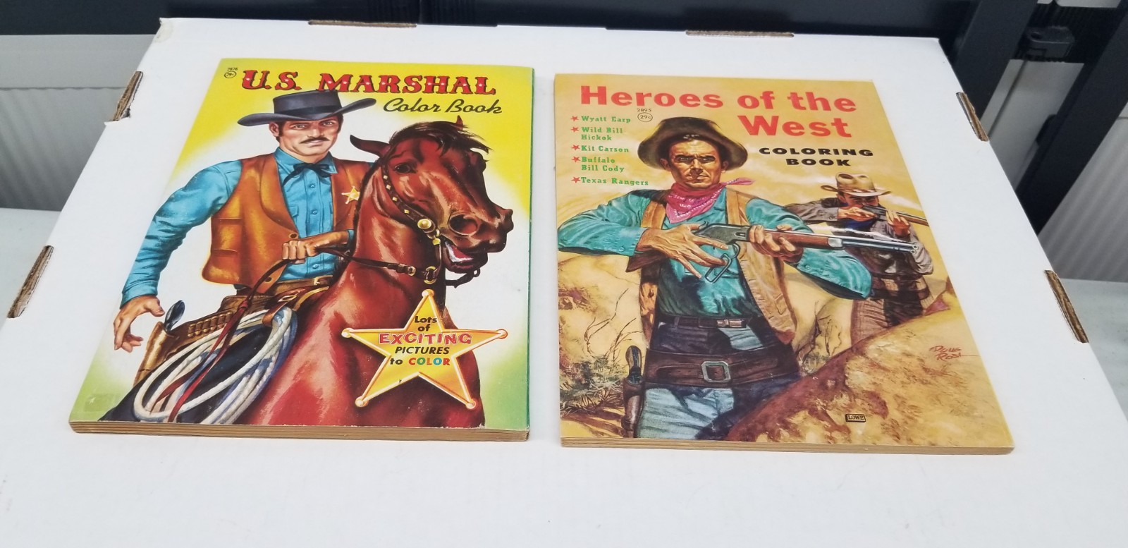 2-1959 Lowe Western Coloring Books Uncolored Unused Shelf Z4