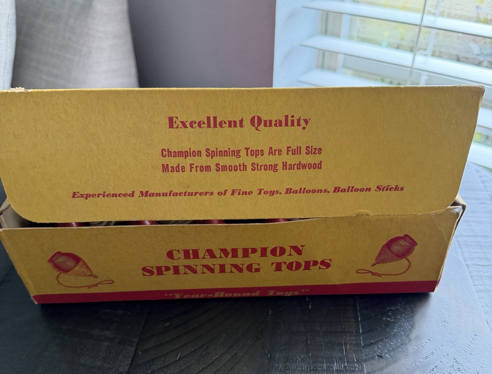 Sock-It Co Champion Spinning Tops & Strings Vintage Box Of 24: NEW – OLD STOCK