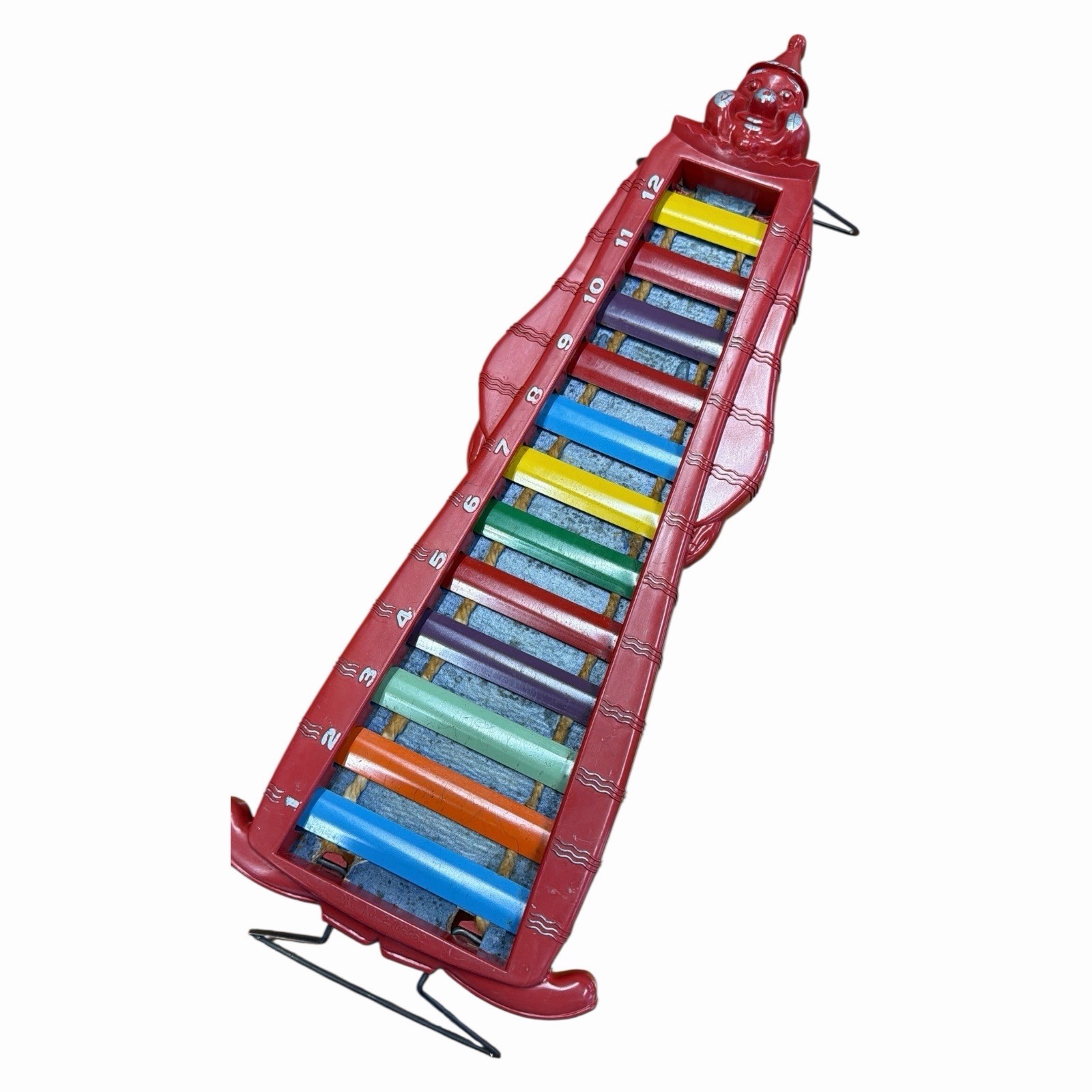 Vintage Clown Xylophone Toy Colorful 12 Key Musical Toy 1950s BarZim
