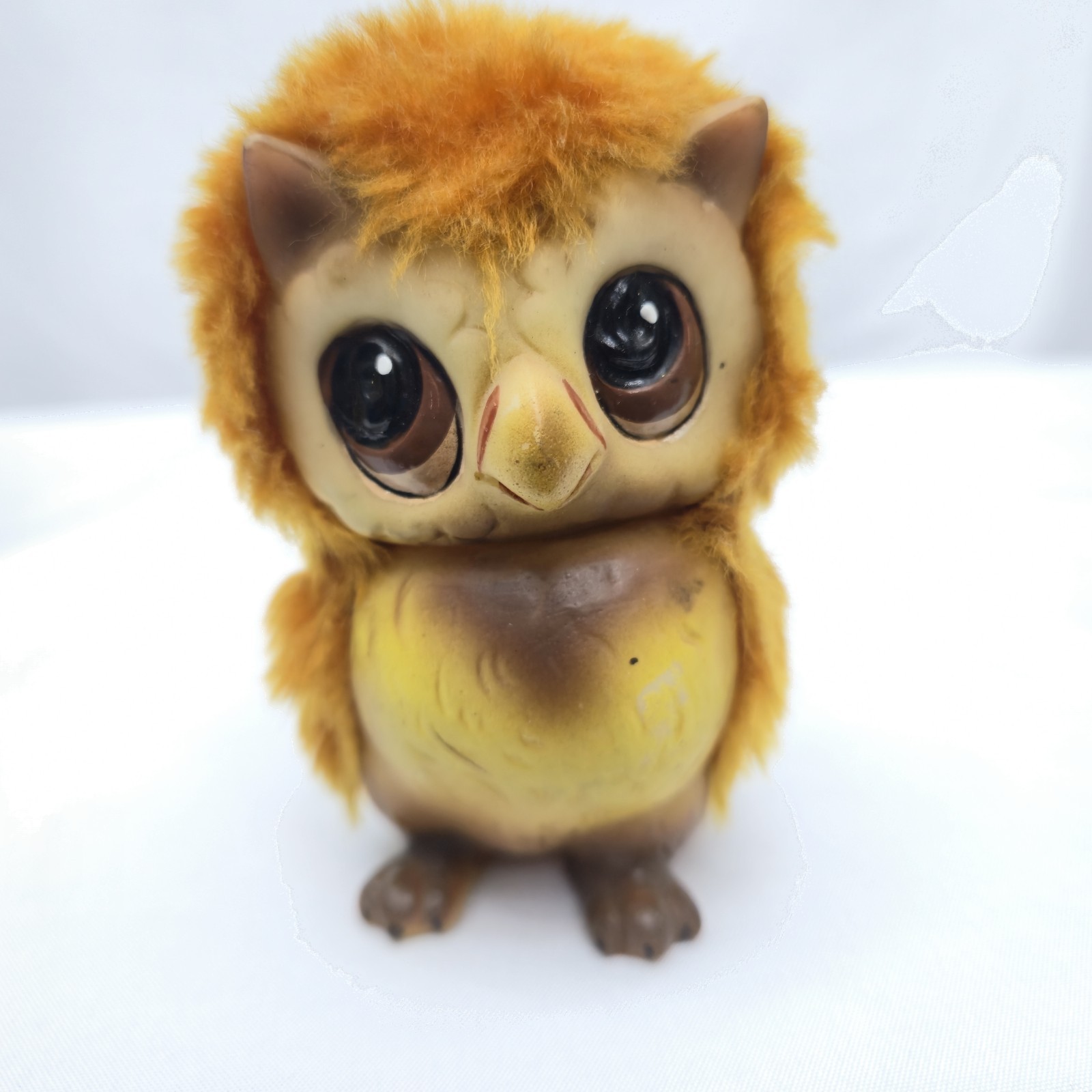 Vintage 1970 KAMAR INC TOY Owl Big Eyed Yellow Fur JAPAN RARE!!!