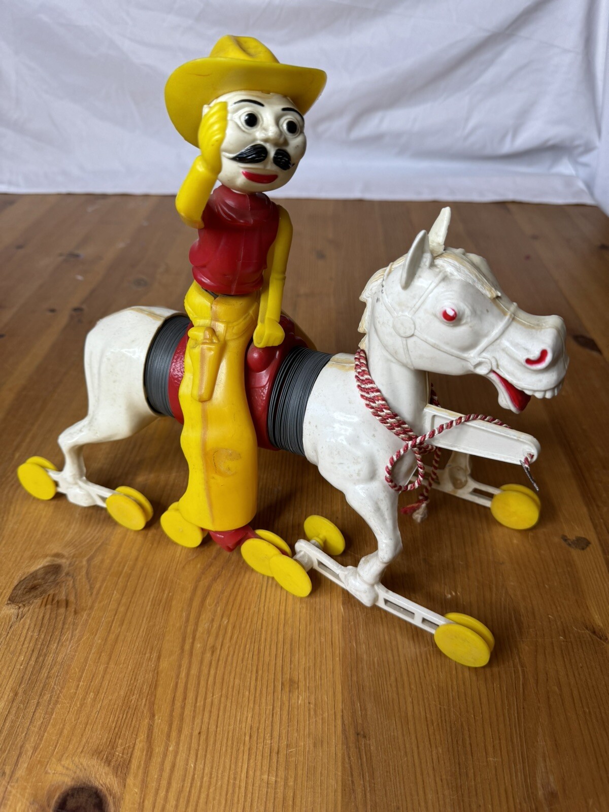 MR. COWBOY VINTAGE SLINKY PULL TOY HORSE RARE