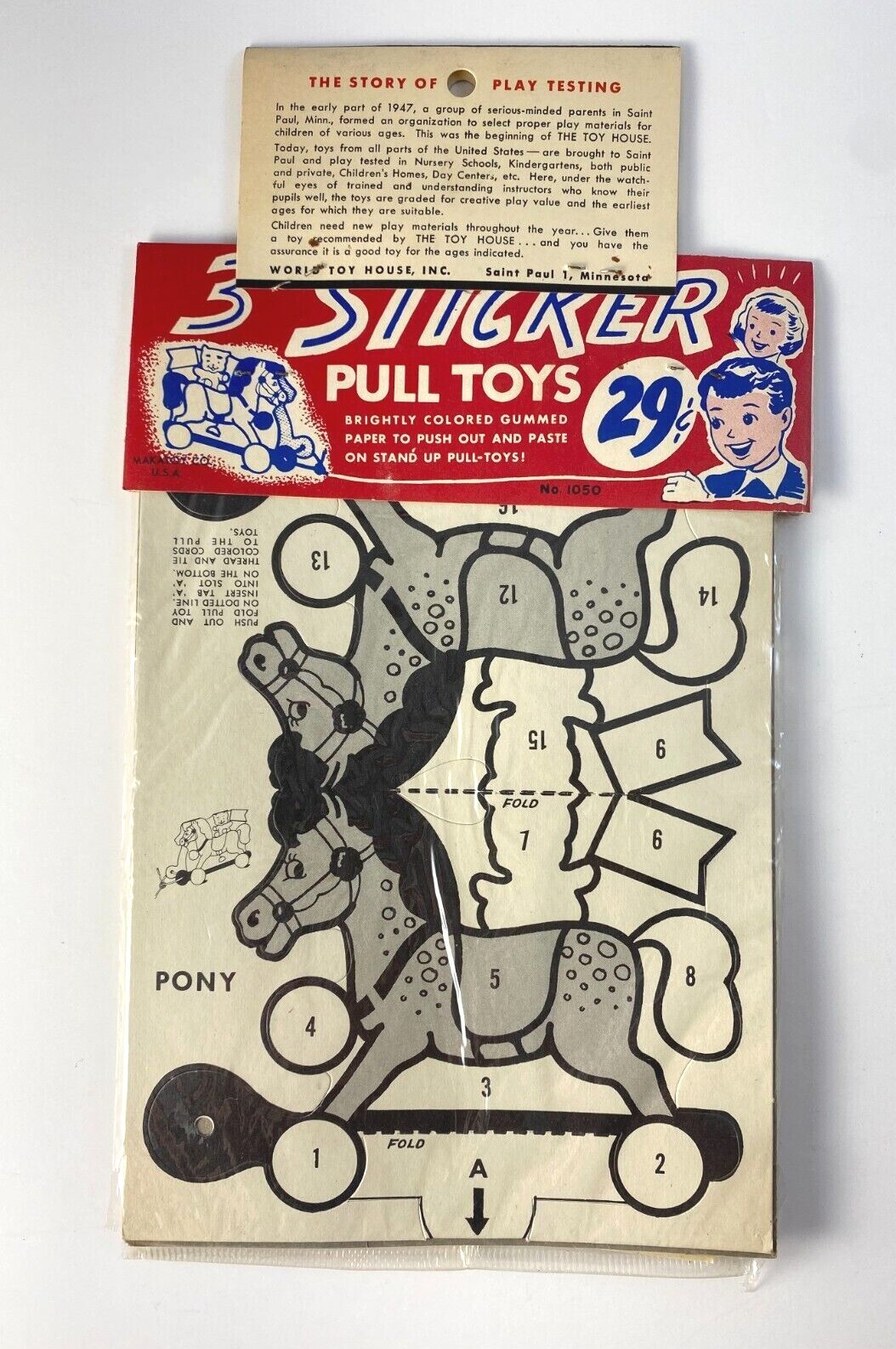 4 Packs Vtg Makatoy Cardboard Sticker Pull Toys on Original Card The Toy House