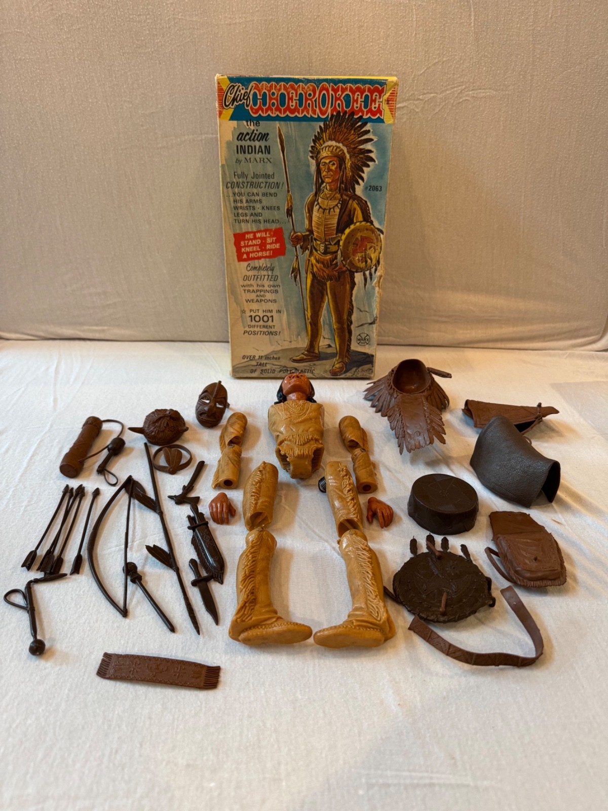 Vintage Marx “Chief Cherokee” 12″ figure, Best of West, detached limbs included