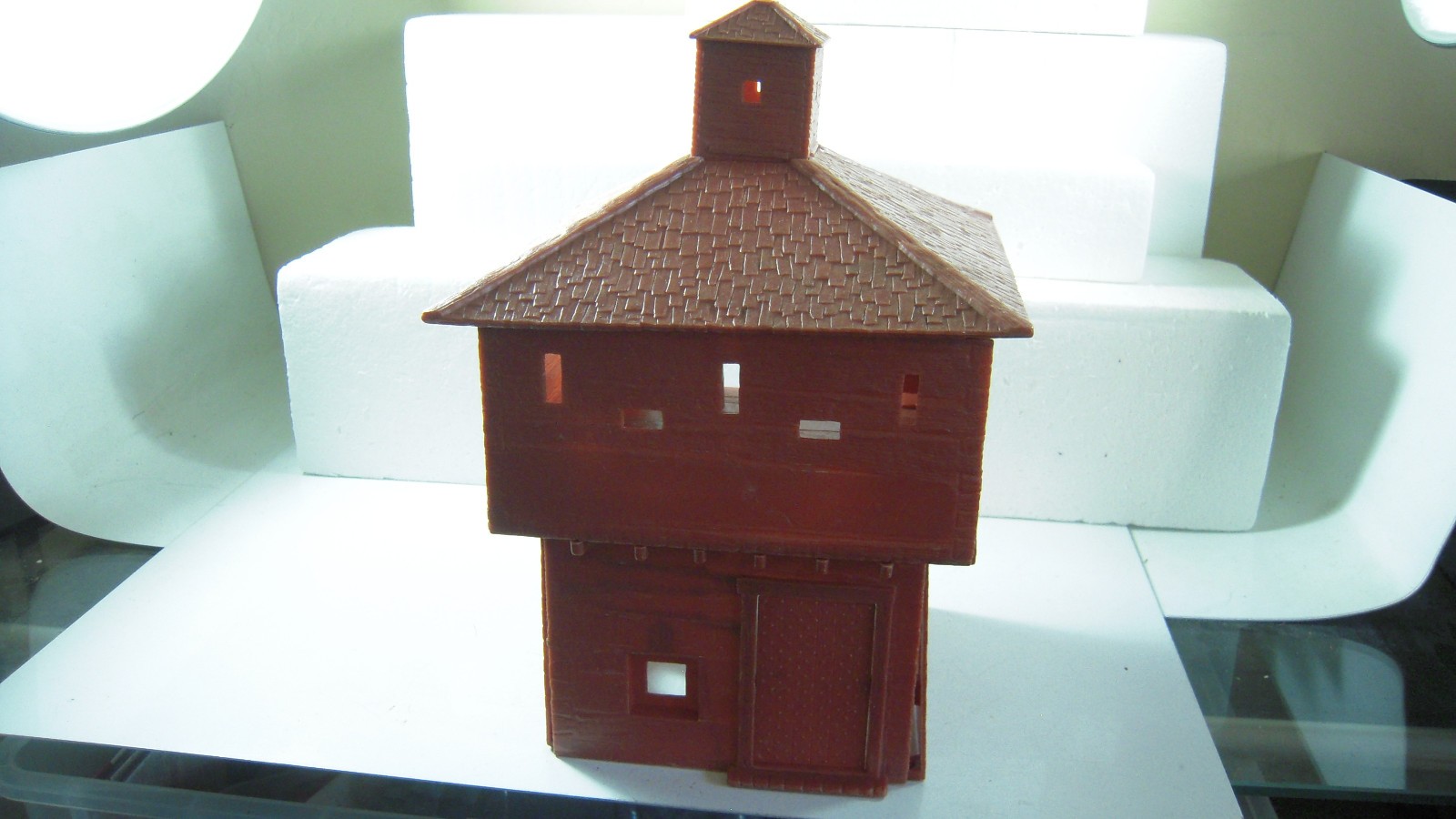Marx 2 Story Blockhouse in RED BROWN with Attached Swinging Door