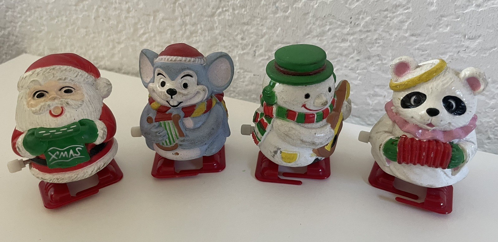 Vintage Christmas ARCTIC CIRCLE Set of 4 Wind Up Toys Santa Mouse Panda Snowman