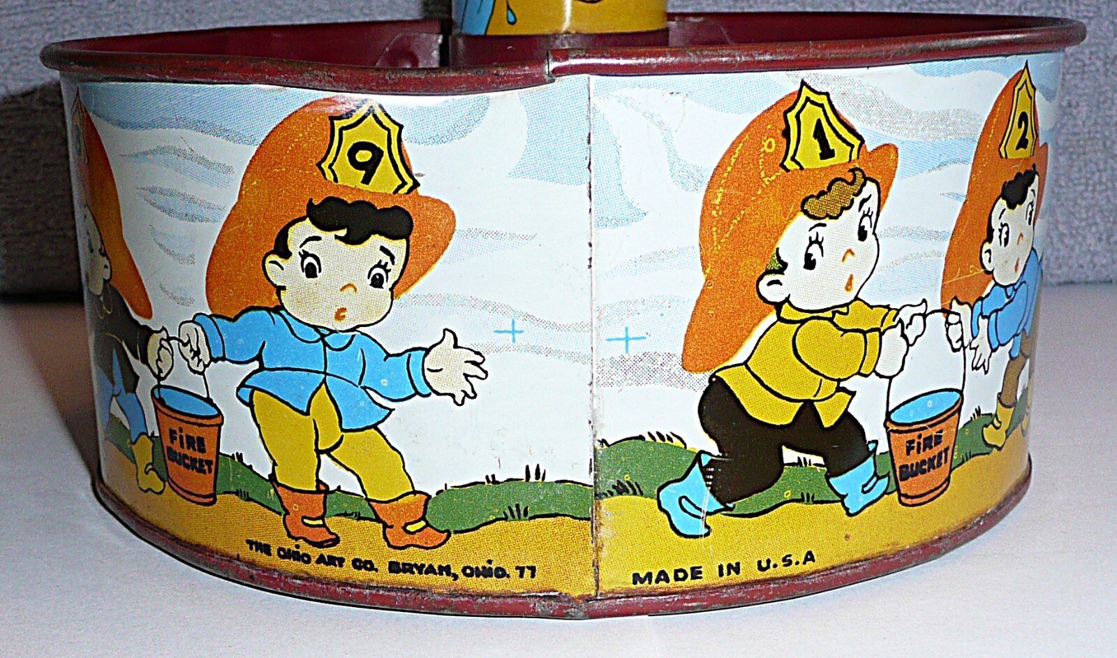Vintage Ohio Art Fireman Tin Litho Water Pump Sand Toy