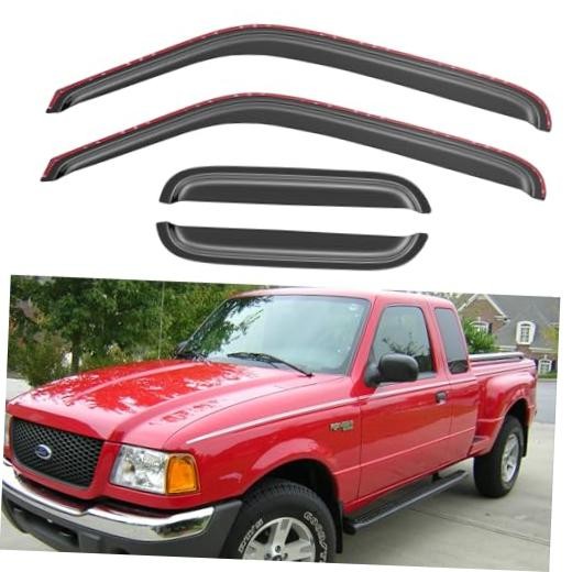 in-Channel Window Visors Rain Guards Shield for 1999-2011 Ford Ranger SuperCab