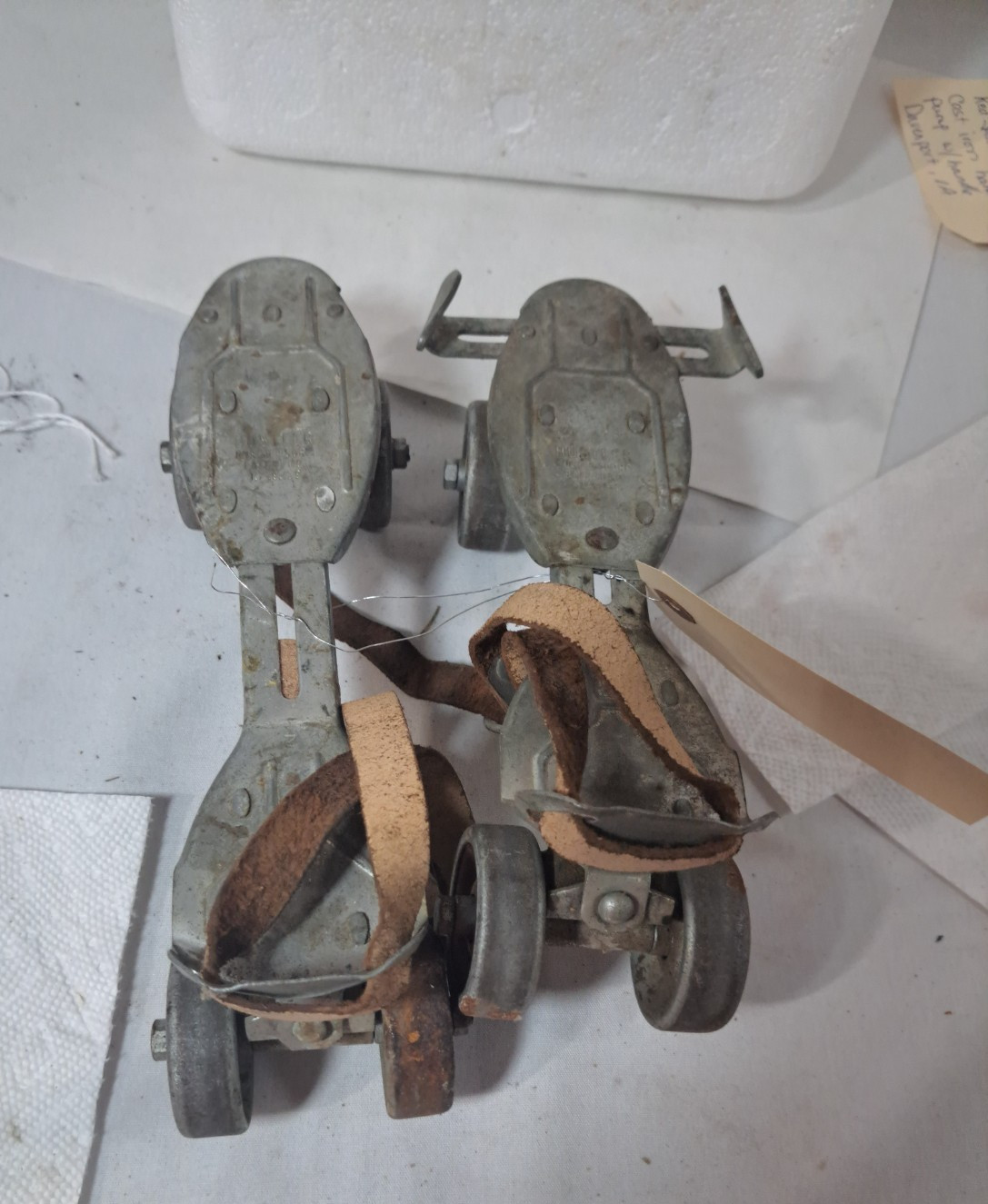 Vintage Hustler Corp Vintage Adjustable Metal Roller Skates with Leather Straps