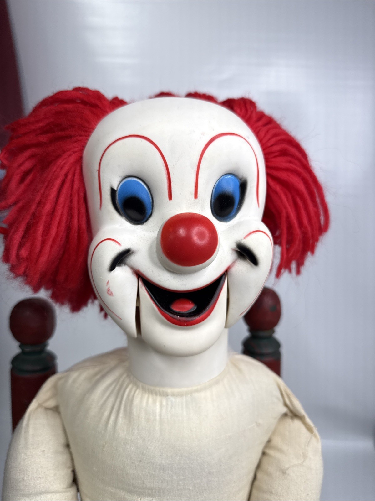 Vintage Bozo the Clown Ventriloquist Doll – 30” – HEAD AND BODY ONLY – WORKS