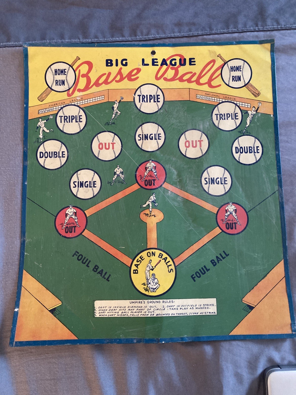 Safe T Dart Baseball Magnetic Target Game No. 110 Metal Advertising Board Only