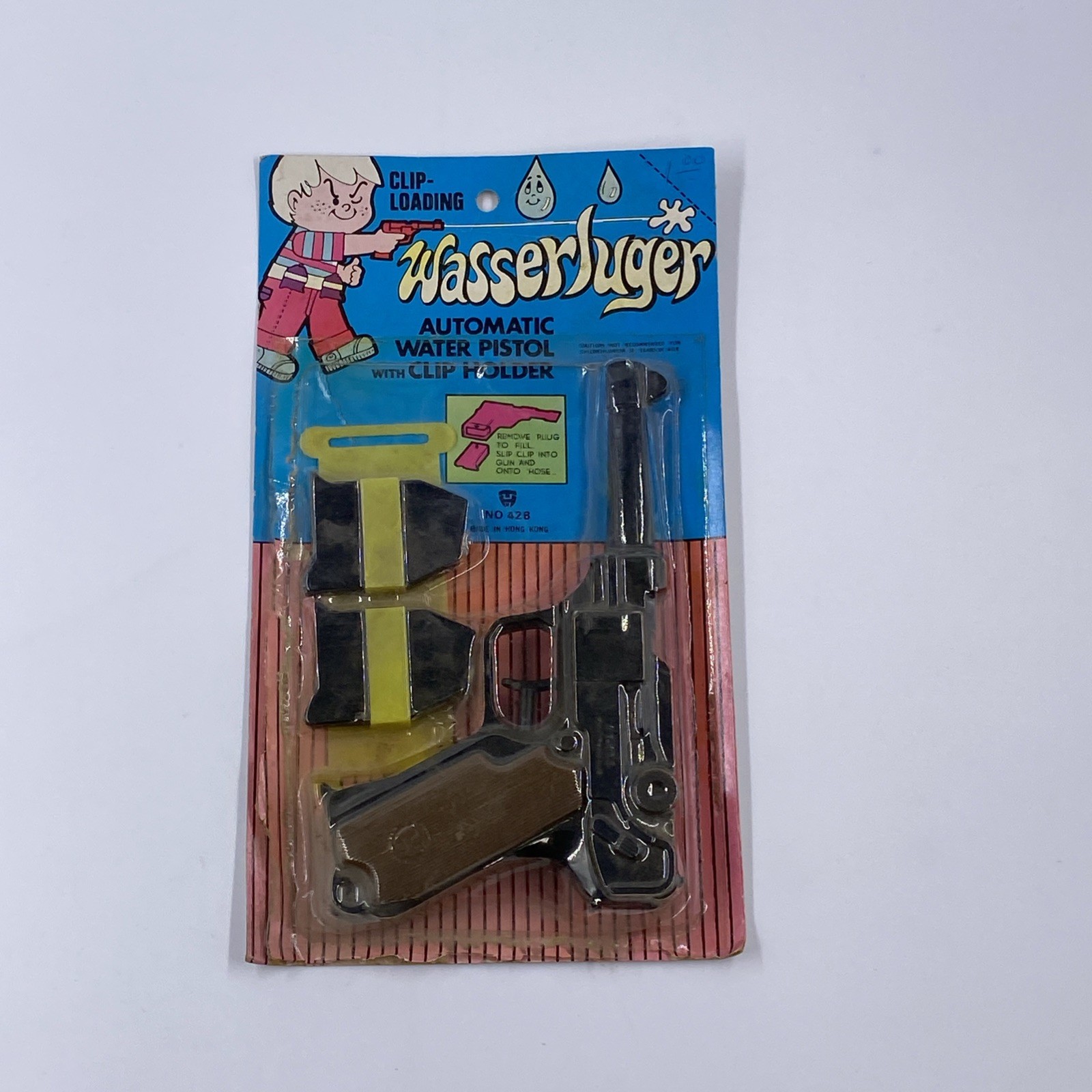 Vintage Squirt Gun Toy German Luger Copy In Package Cool “Wasserluger” 1960s-70s