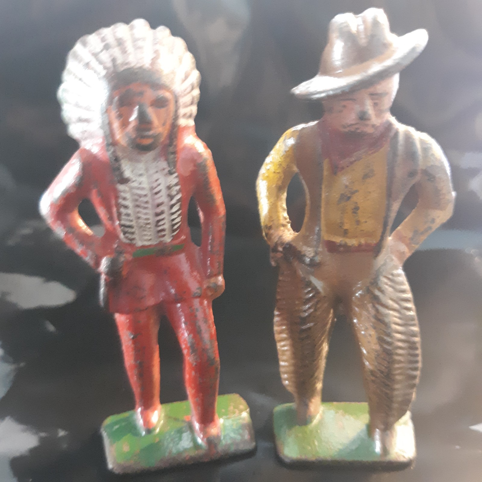 Grey Iron Casting Co. Cowboy w/Gun (G53) and Indian Chief w/Knife (G46) Vintage