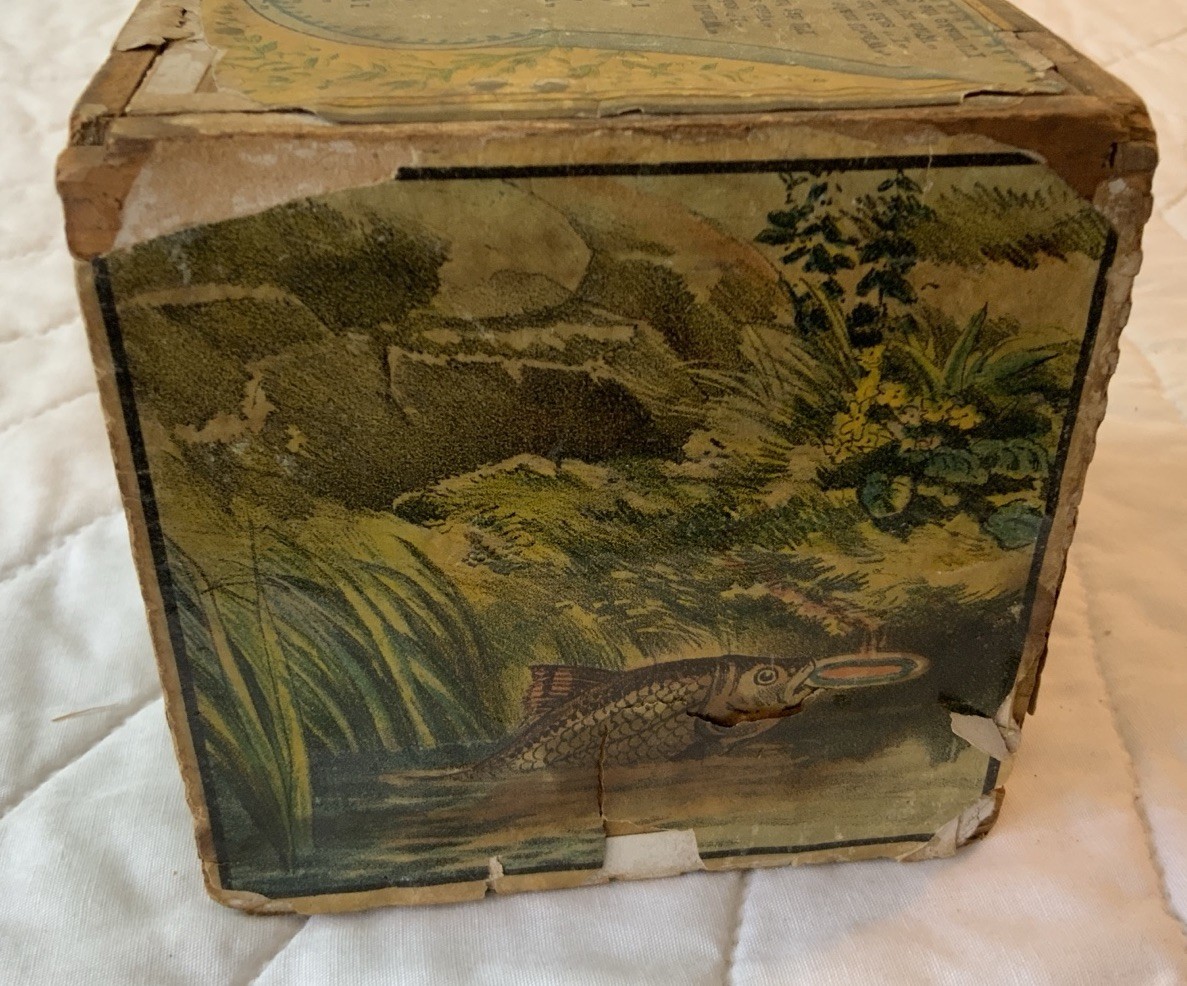 Antique Children’s Toy Stacking Block, 1881, Marriage Of Jenny Wren, Cock Robin