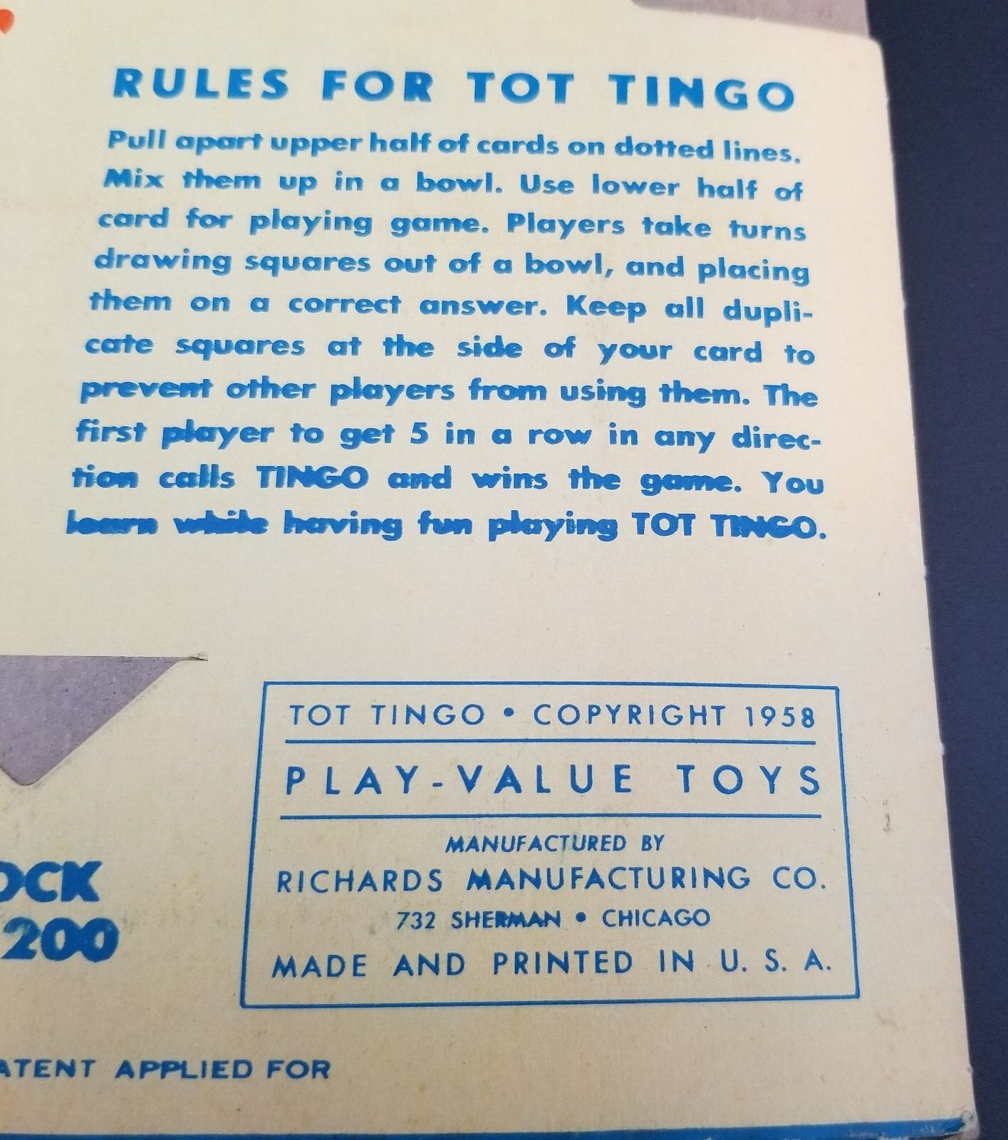 Vintage Rare Tot Tingo Speedy Speller Play & Learn Game For All Ages 1958-New