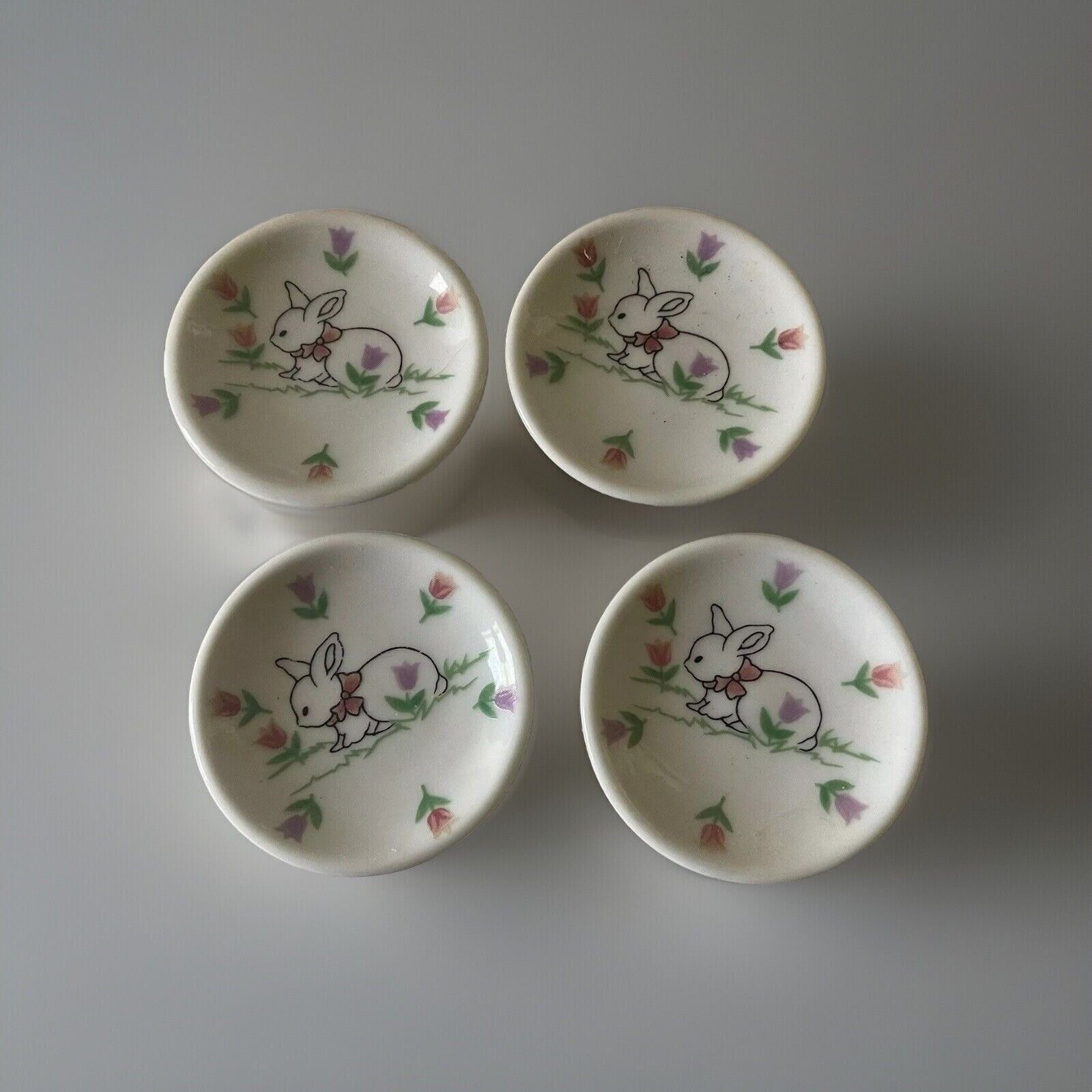 ABC Dist. Miniature Tea Set Replacement Plates Mini Porcelain 8 pc Rabbit Bunny