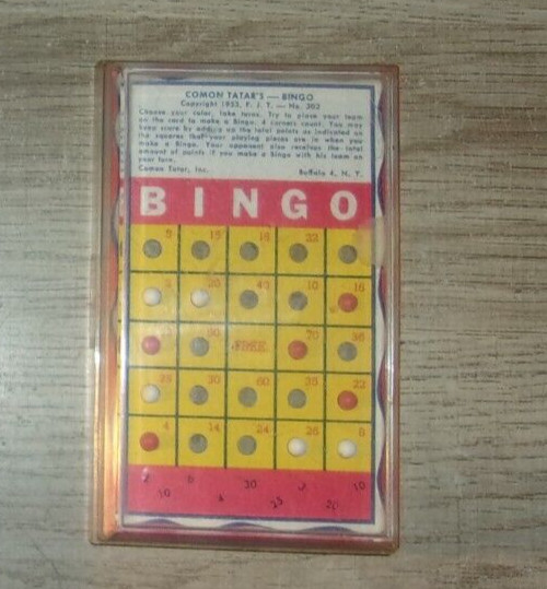Vintage 1953 Comon Tatar Handheld Bingo Skill Deterixty Game Jiggle Puzzle