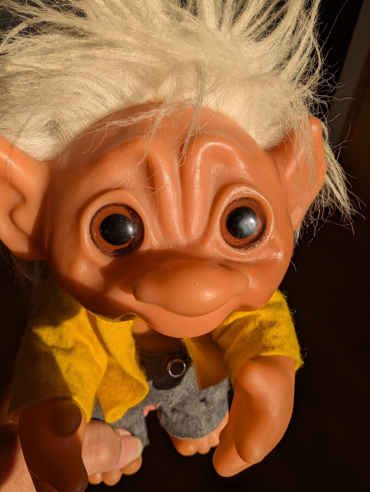 Vintage Thomas Dam Troll ~8.5″. Elf Ears. White Hair. Original Clothes.