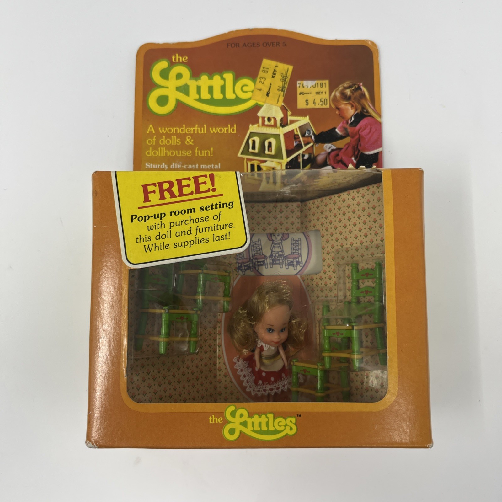 The Mattel LITTLES Belinda Doll Pop Up Room Setting And 4 Chairs 1980 #1791 NIB