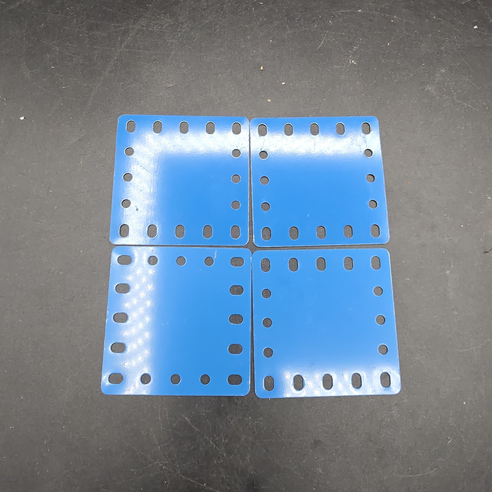 Vintage Erector Set Blue Base Plate 5×5 Lot Of 4 Metal