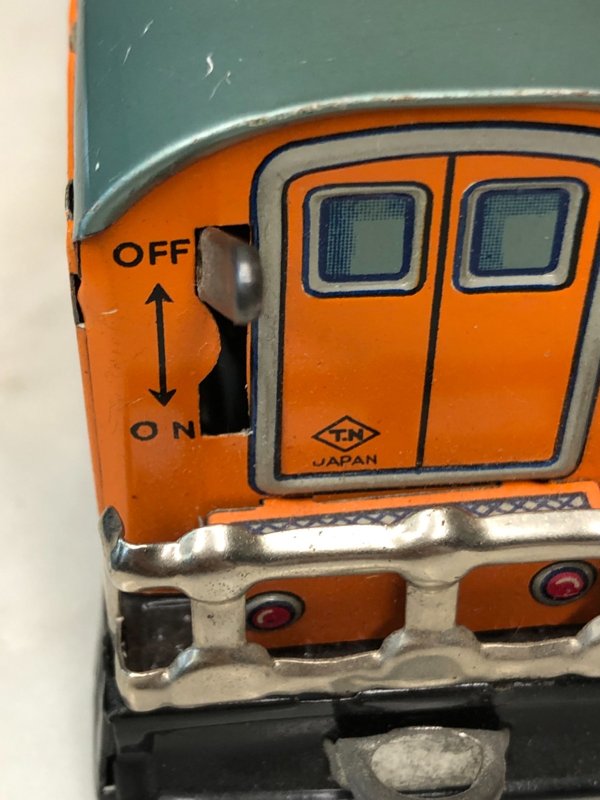 Vintage Tin Toy Central Railroad Train, TN Japan Battery Operated Engine Caboose