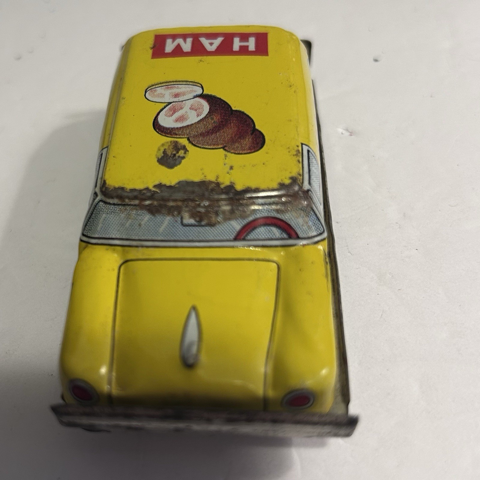 Vintage Tin Toy Friction Car HAM Made in Japan Pull Back Action Works (a)