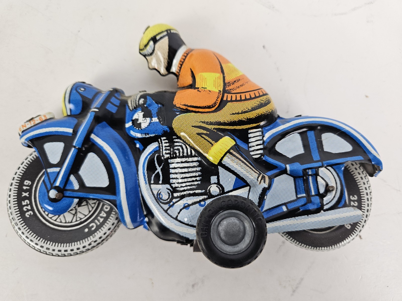 Vintage Lot of 3 Tin Litho Wind-Up and Friction Motorcycle Toy Toys