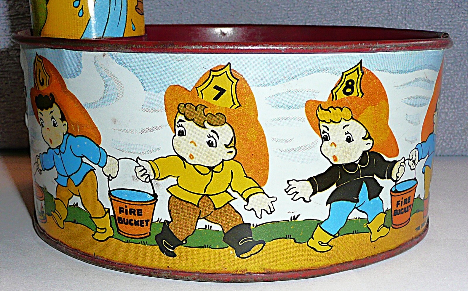 Vintage Ohio Art Fireman Tin Litho Water Pump Sand Toy