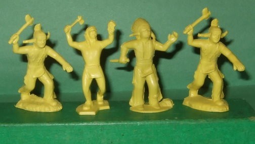 Mint Orig. 1950’s Marx 45mm Indian Holding Up Scalp + 3 Other Indians