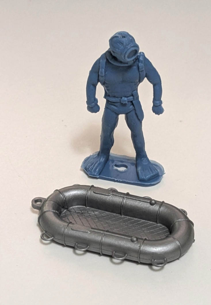 Ideal Scuba Diver & W. Germany Raft Vintage 1950s-1960s Playset Plastic Set of 2
