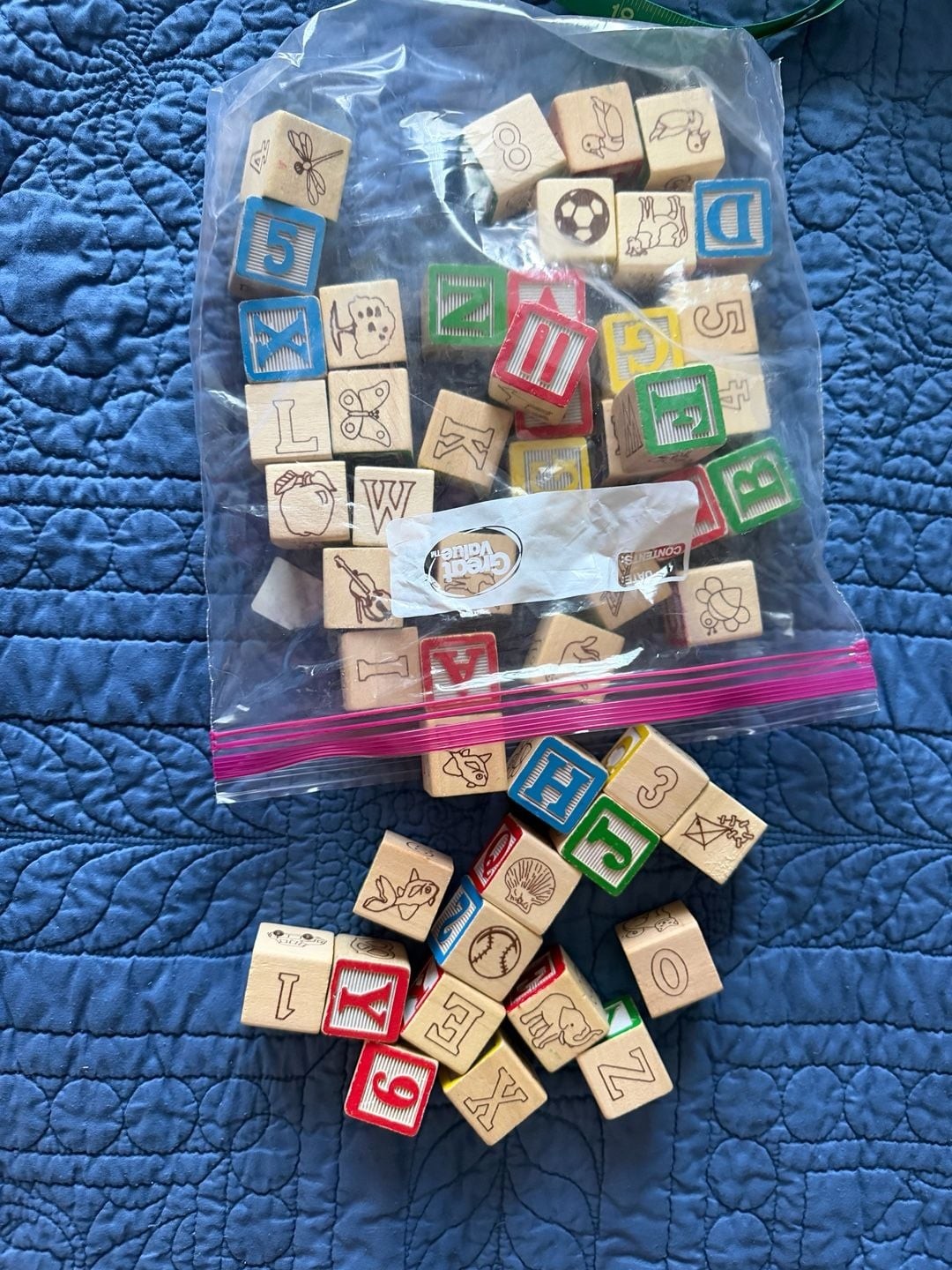 Lot of Vintage Wooden Alphabet and Number Stacking Blocks