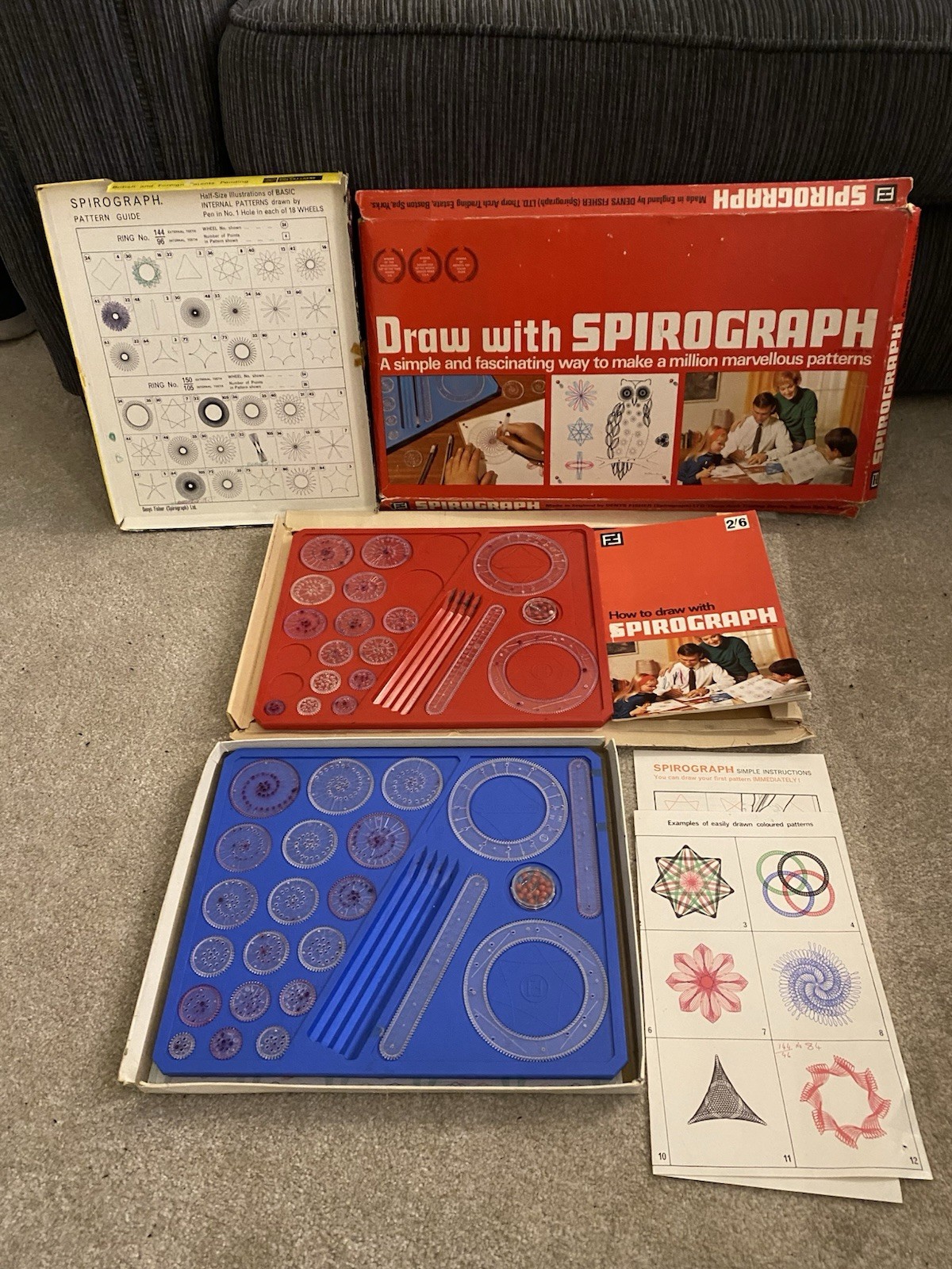 Vintage Spirograph 1967 – 1970 Original Boxes & Instructions Bundle Drawing Set