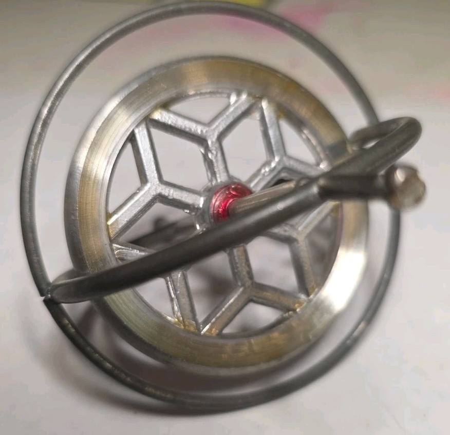 Vintage Gryoscope Scientific Spinning Top Balance Toy Brass with Metal Ring