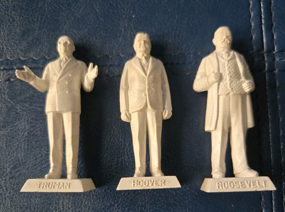3 VTG Marx United States American Presidents In Miniature Unpainted Figures