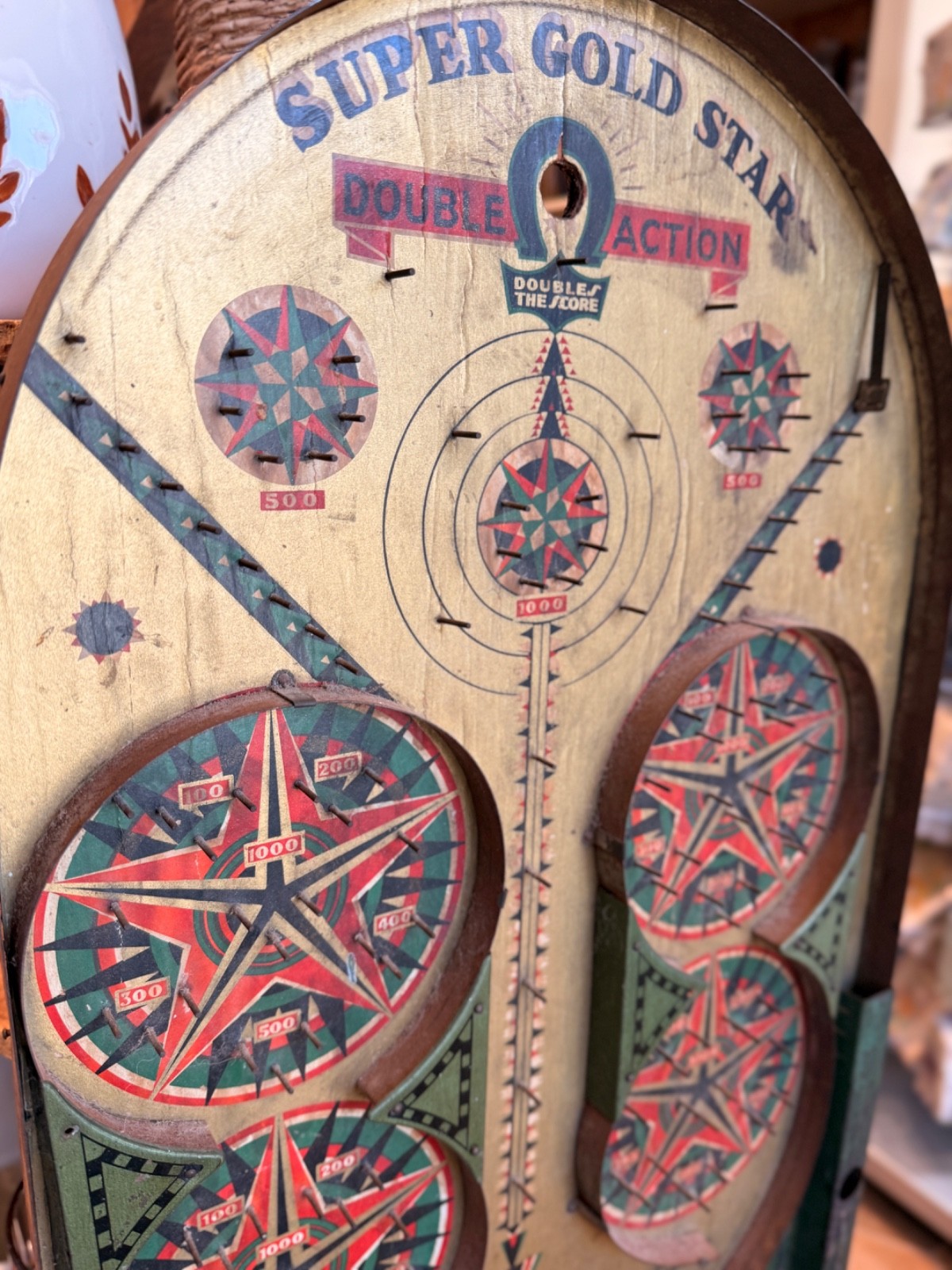 1934 Lindstrom’s Gold Star Bagatelle Marble Game Tabletop Pinball