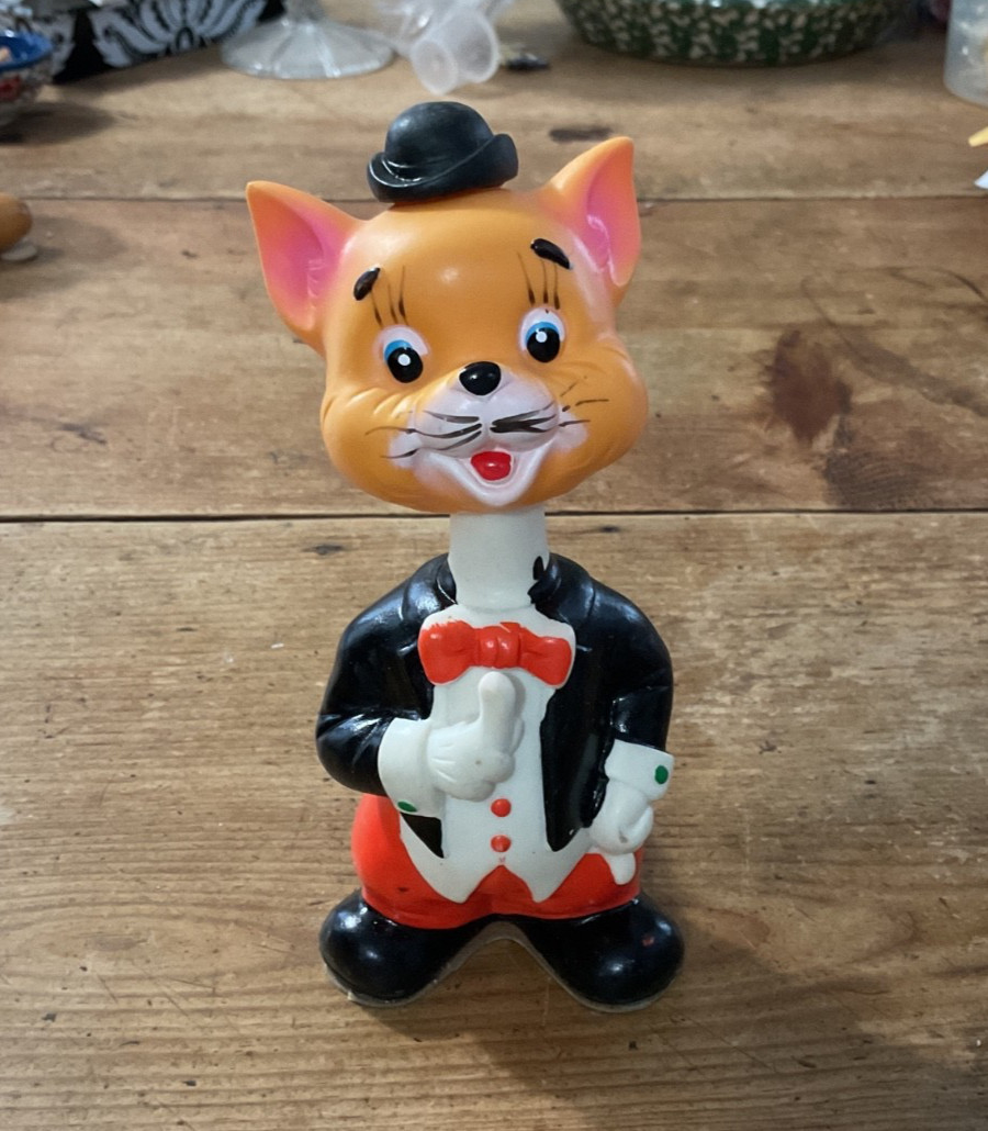 Vtg Alps Wiggles Waggles Cat A Wind Up Toy Japan Bobble Head Tail Spins In Box