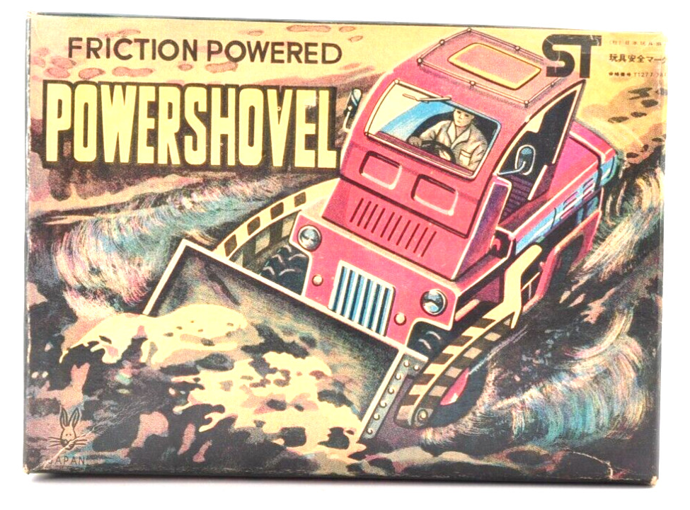 Vintage Usagiya Tin Friction Power Shovel – Movable Bucket, Unused Made in Japan