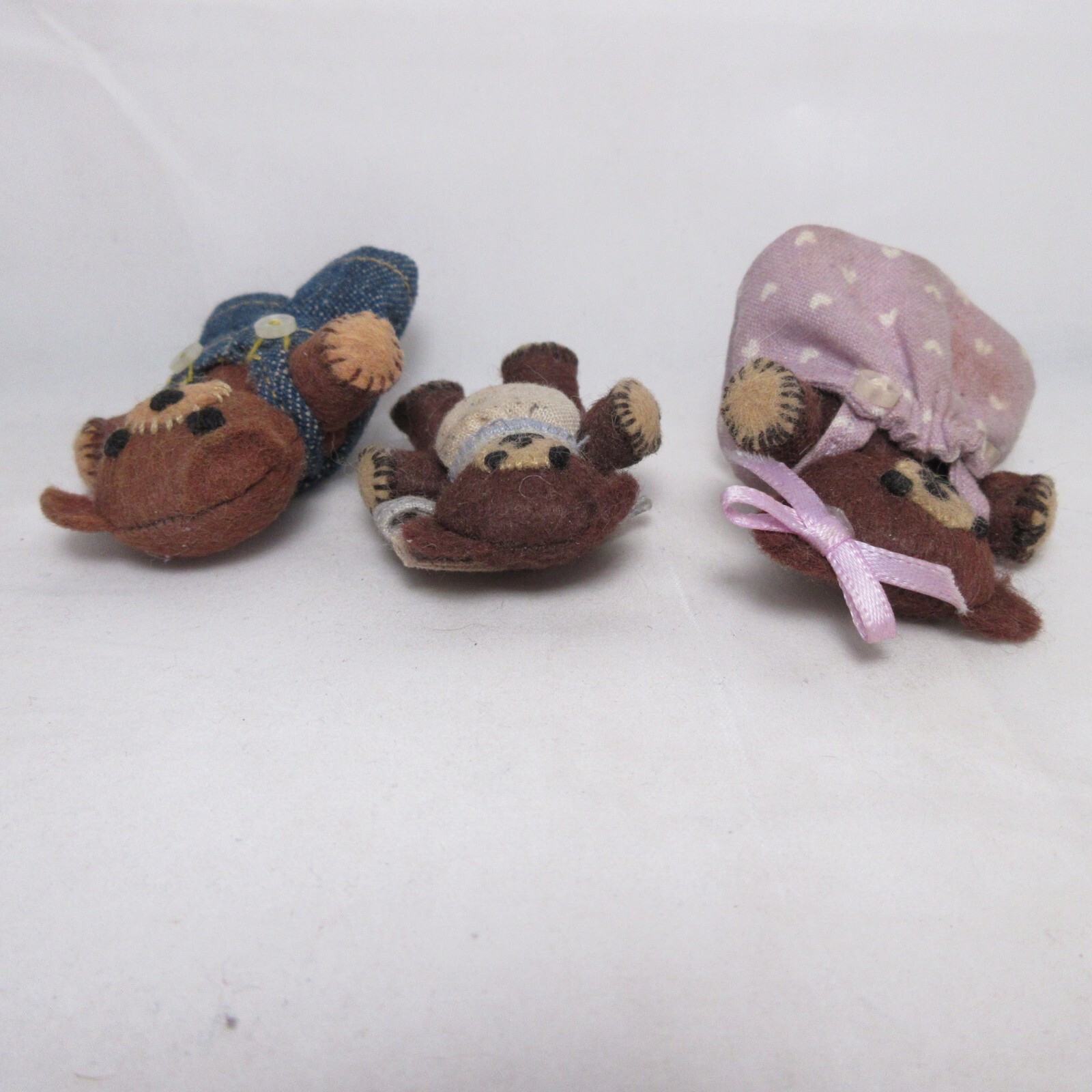 Adorable Little Three Bears Handmade Mini Tiny Figures Stuffed Toy 2″ Goldilocks