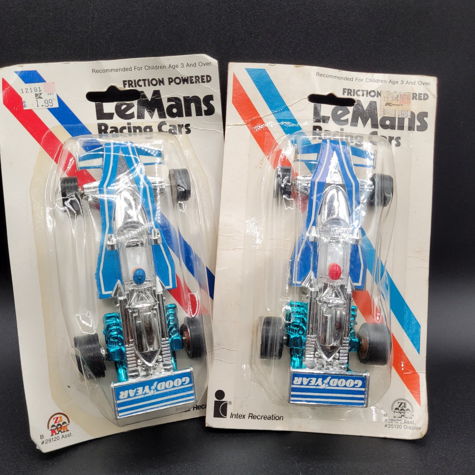 Lot Of 2 Vintage 1975 Zee Toys Friction Powered LeMans Racing Cars New On Card