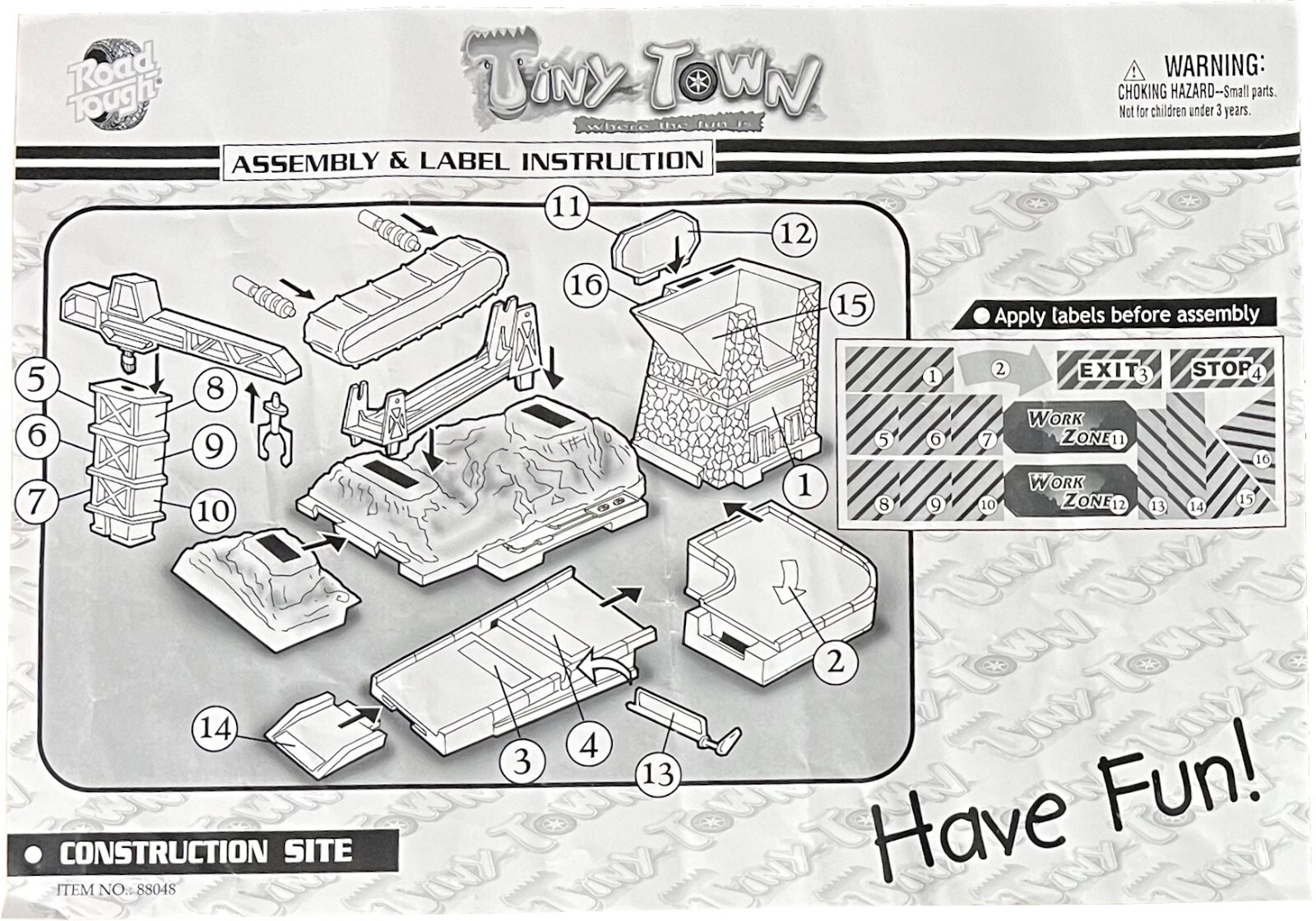 Tiny Town, Road Tough, Construction Site Play Set #88048 complete with all parts