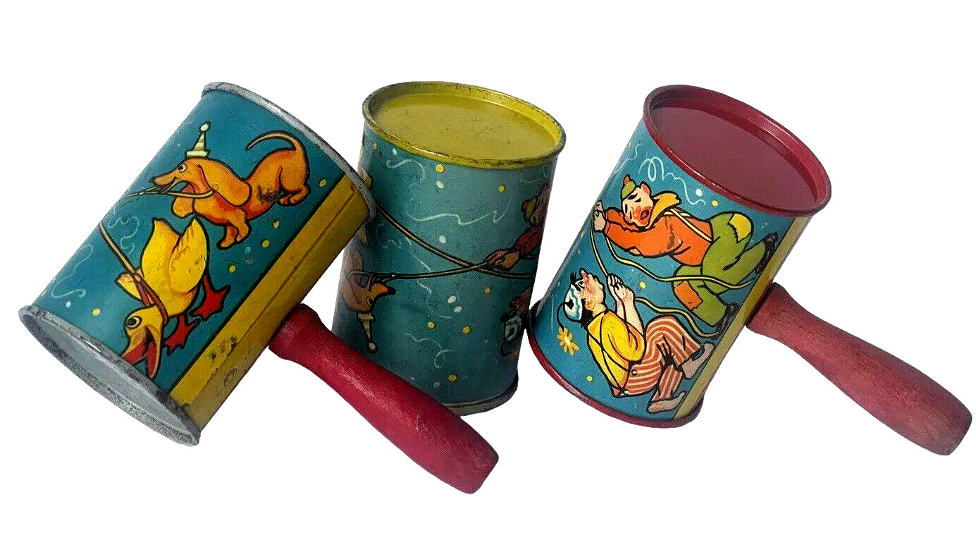 Spinning Noise Makers Tin Lithograph New Years Eve Party Lot of 3 1920s 1930s