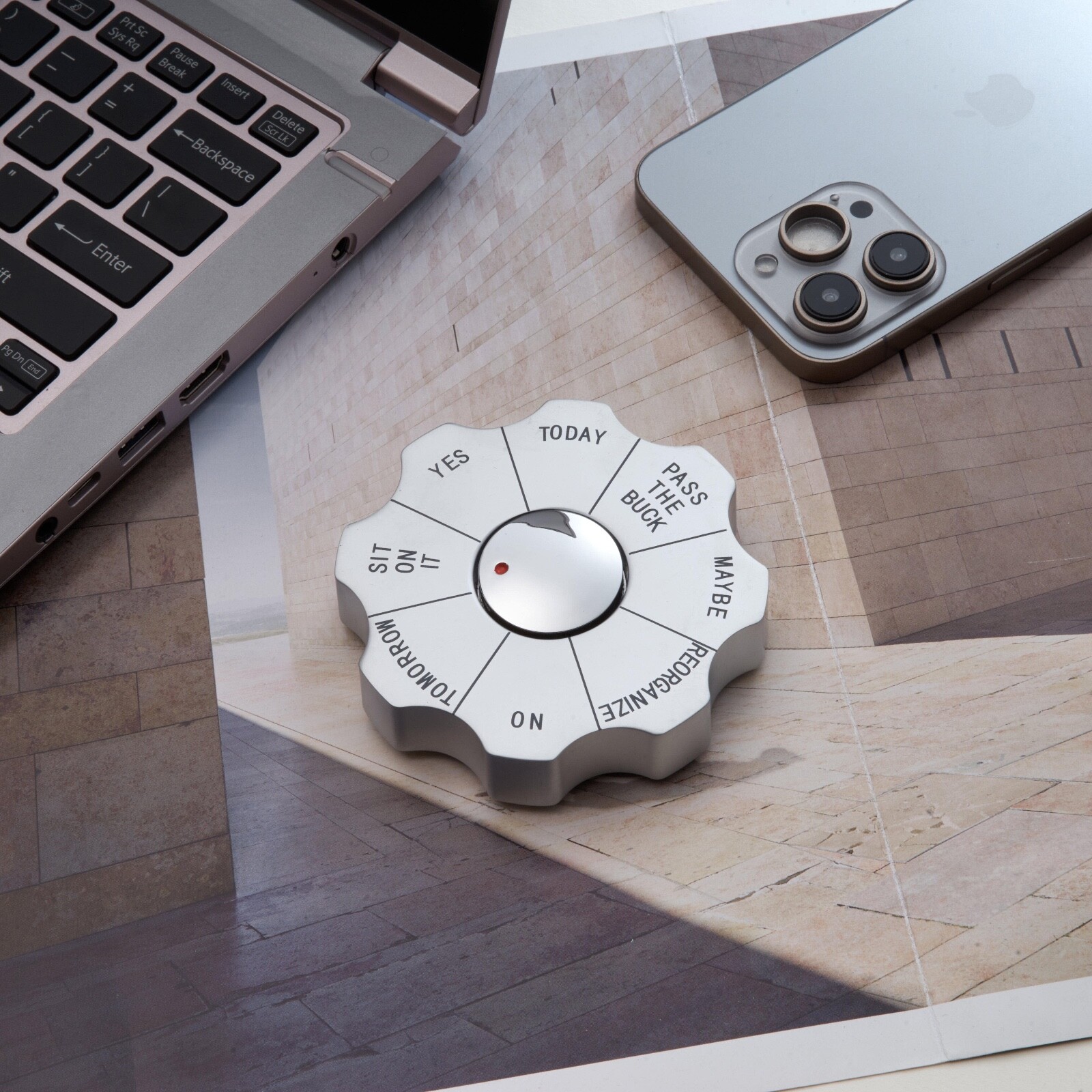 Executive Desk Toy – Fun Silver Metal Decision Maker Paperweight