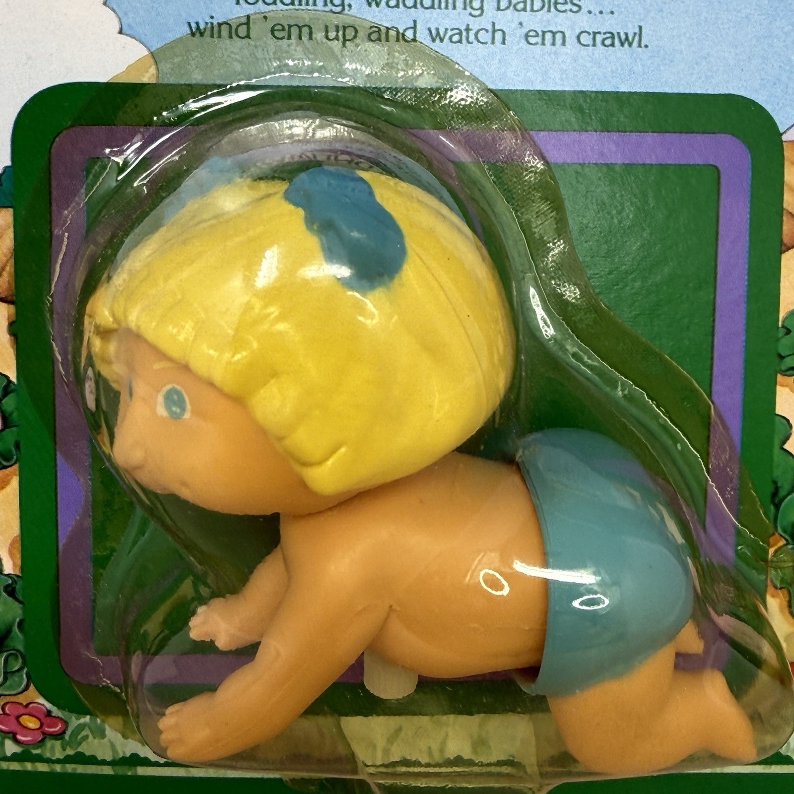 1983 Tomy Cabbage Patch Kids Crawling Babies Wind Up Toy Blonde Girl New 2586