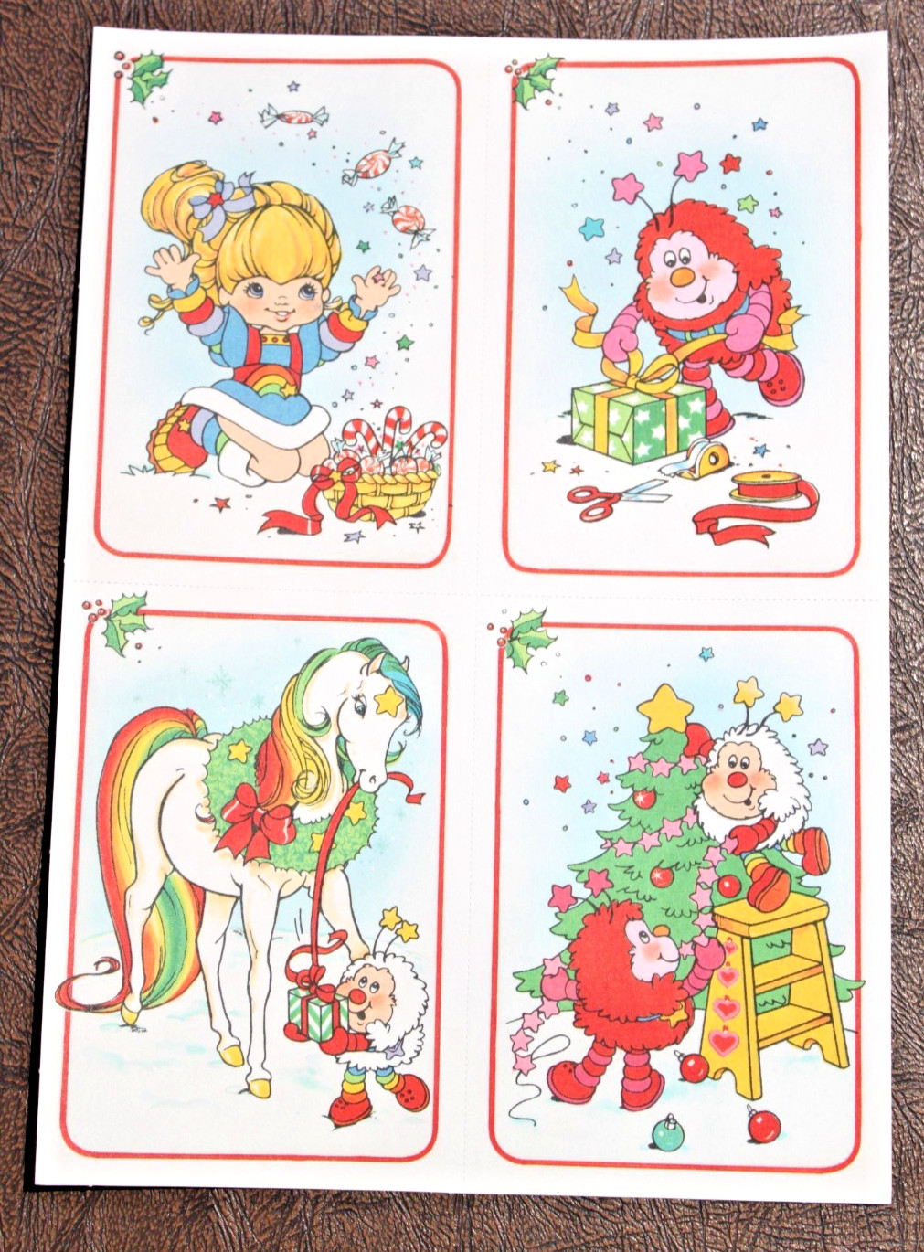 RAINBOW BRITE 1983 HALLMARK CHRISTMAS CARDS UNPUNCHED SHEET OF 4 CARDS UNUSED