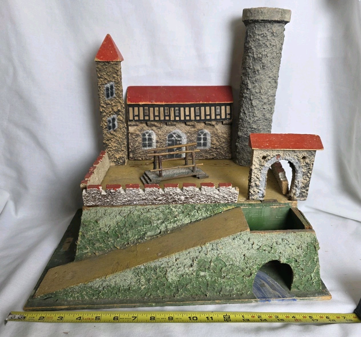 Original Antique Wooden German Toy Castle Base Play Set Elastolin? Lineol? P35