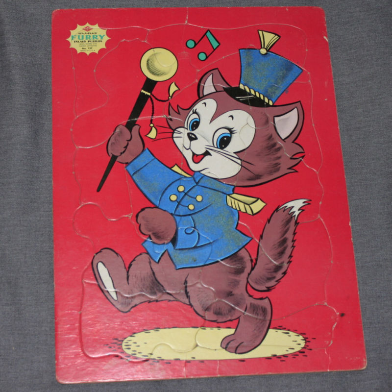 Circus Puzzle Toy Furry Sta N Place Built Rite Cat Animal Ringmaster Vtg Major