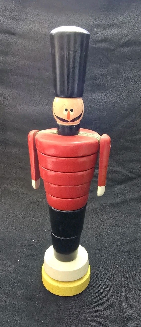Vintage 1970’s Brio TOY SOLDIER BOY Wooden Stacking Toy 9″ Sweden