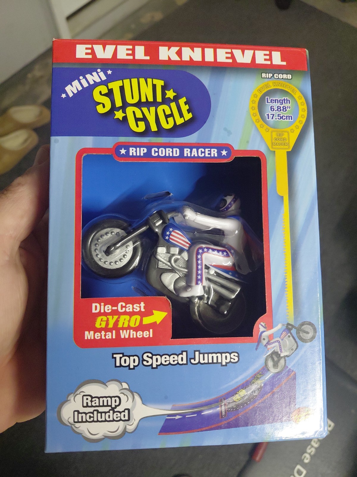 MINI Evel Knievel RIP-CORD ssp Racer Daredevil Stunt Cycle Toy Trail Bike w/Ramp