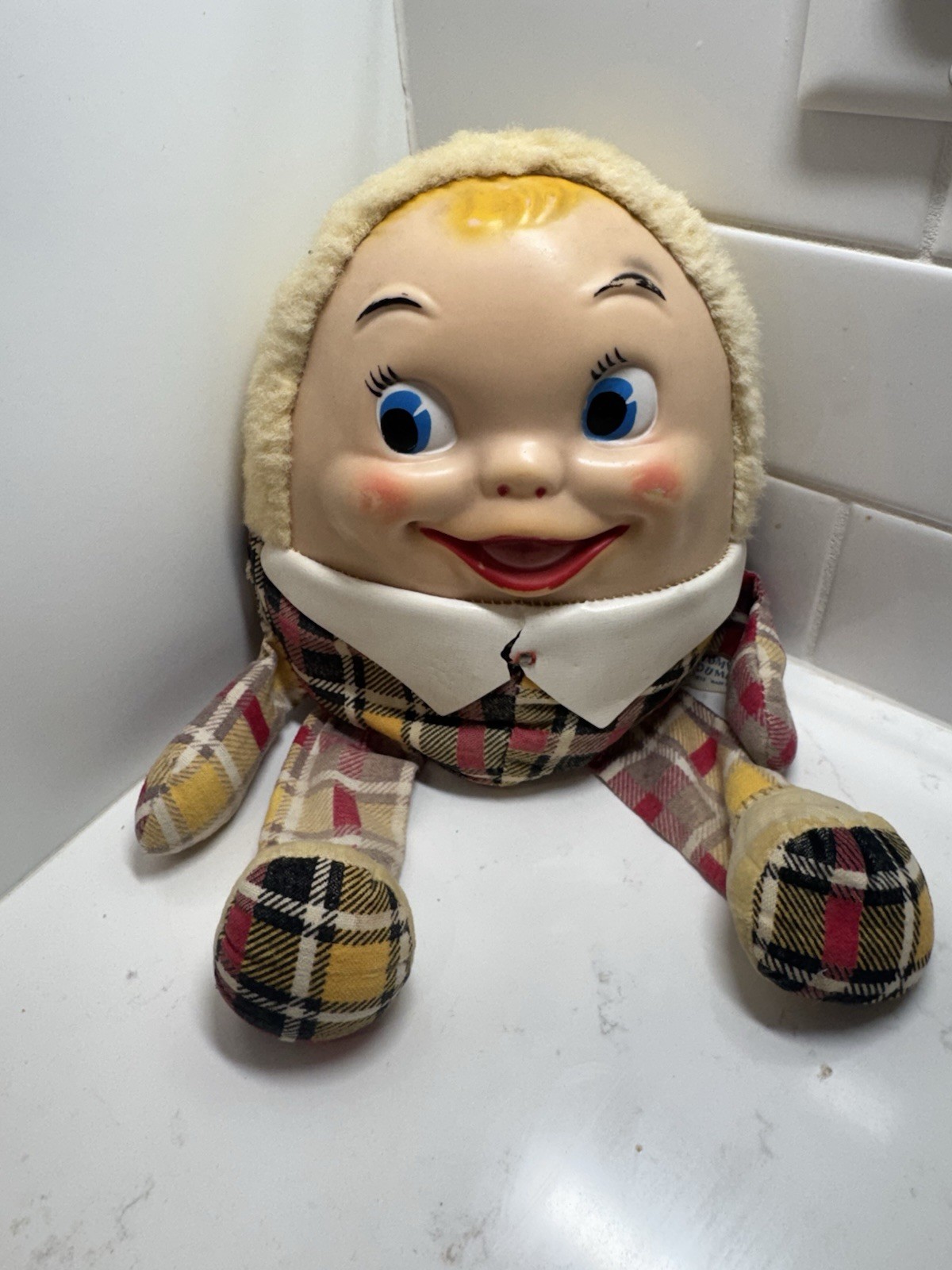 vintage rare 1955 rubber face humpty dumpty. knicker bocker toy co. made in usa