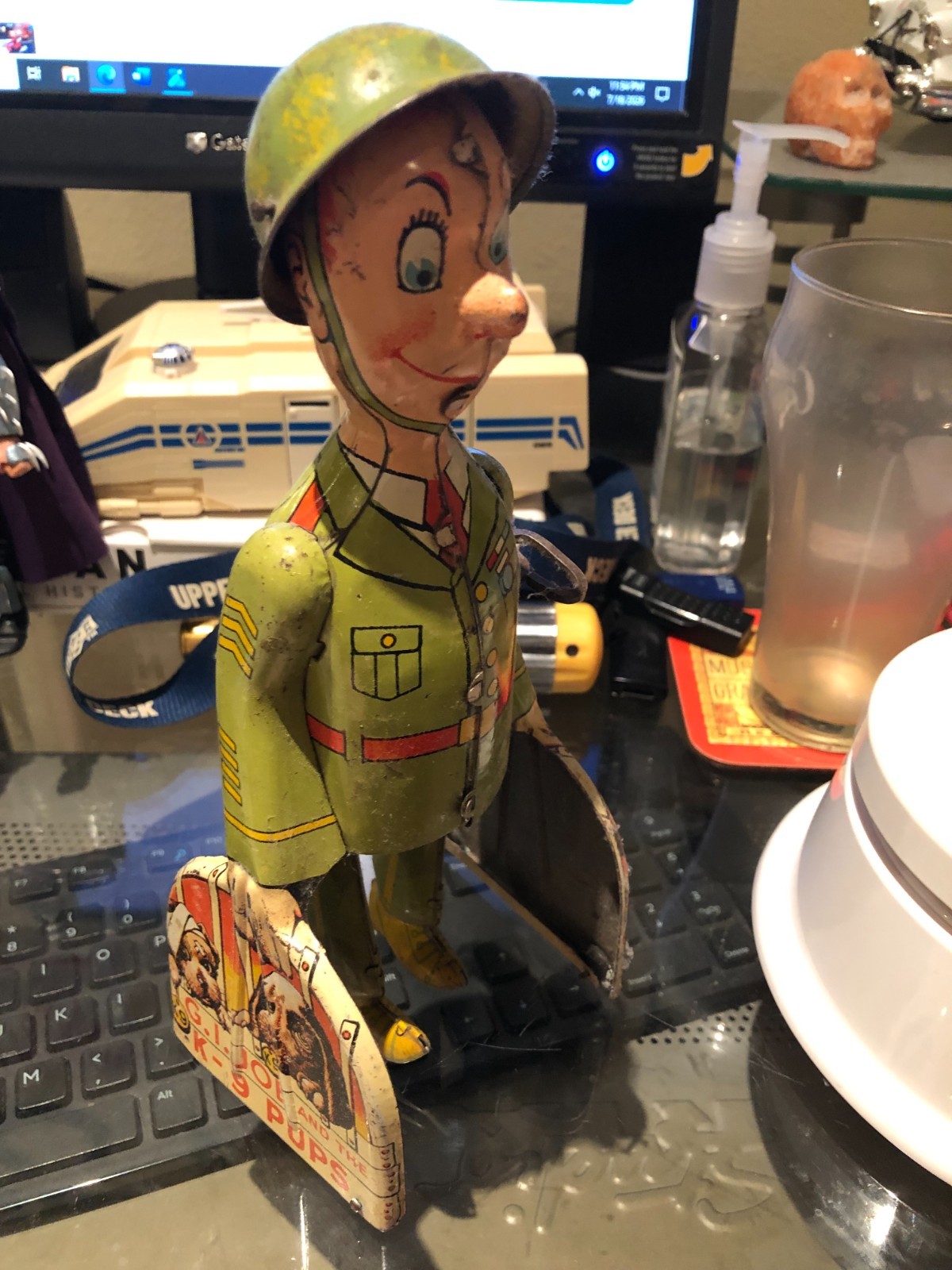 Vintage Unique Art Tin Wind Up G.I. Joe and the K-9 Pups Toy